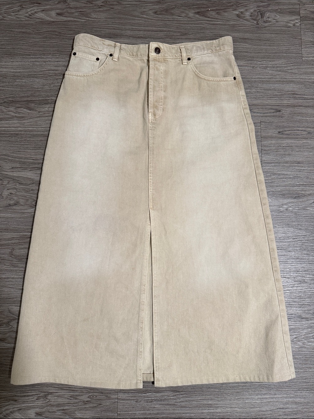 Topshop Neutral Cream Maxi Skirt with Front Slit Size 10